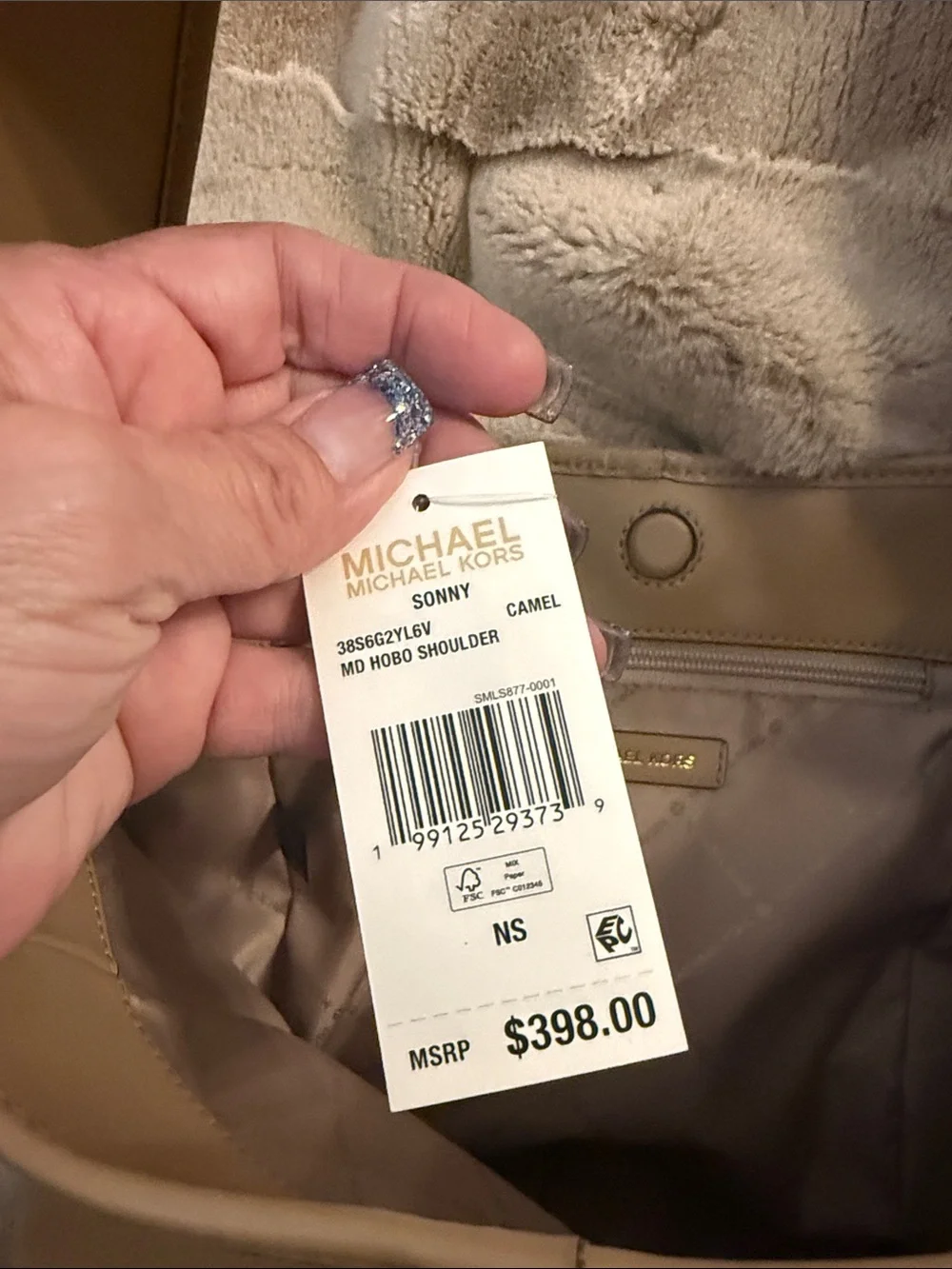 Michael Kors Beige Pebbled Leather Hobo Bag